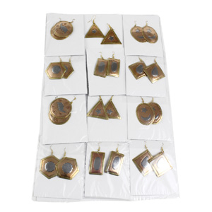 Set of 12 Brass Copper & Silver Earrings